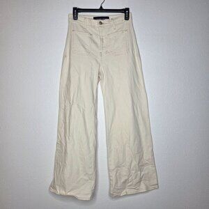 NWOT Veronica Beard Women's Grant High Rise Wide Leg Crop Jeans - Ecru